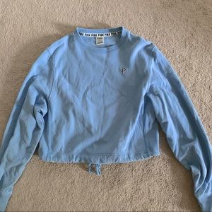 Blue Cropped Crewneck Sweatshirt